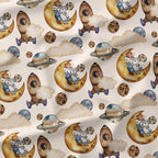 Bear in Space Cream Fabric