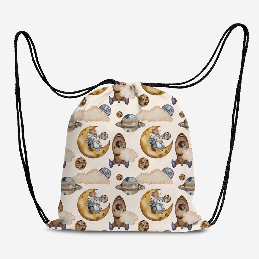 Bear in Space Cream Fabric