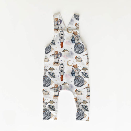 Bear in Space White Fabric