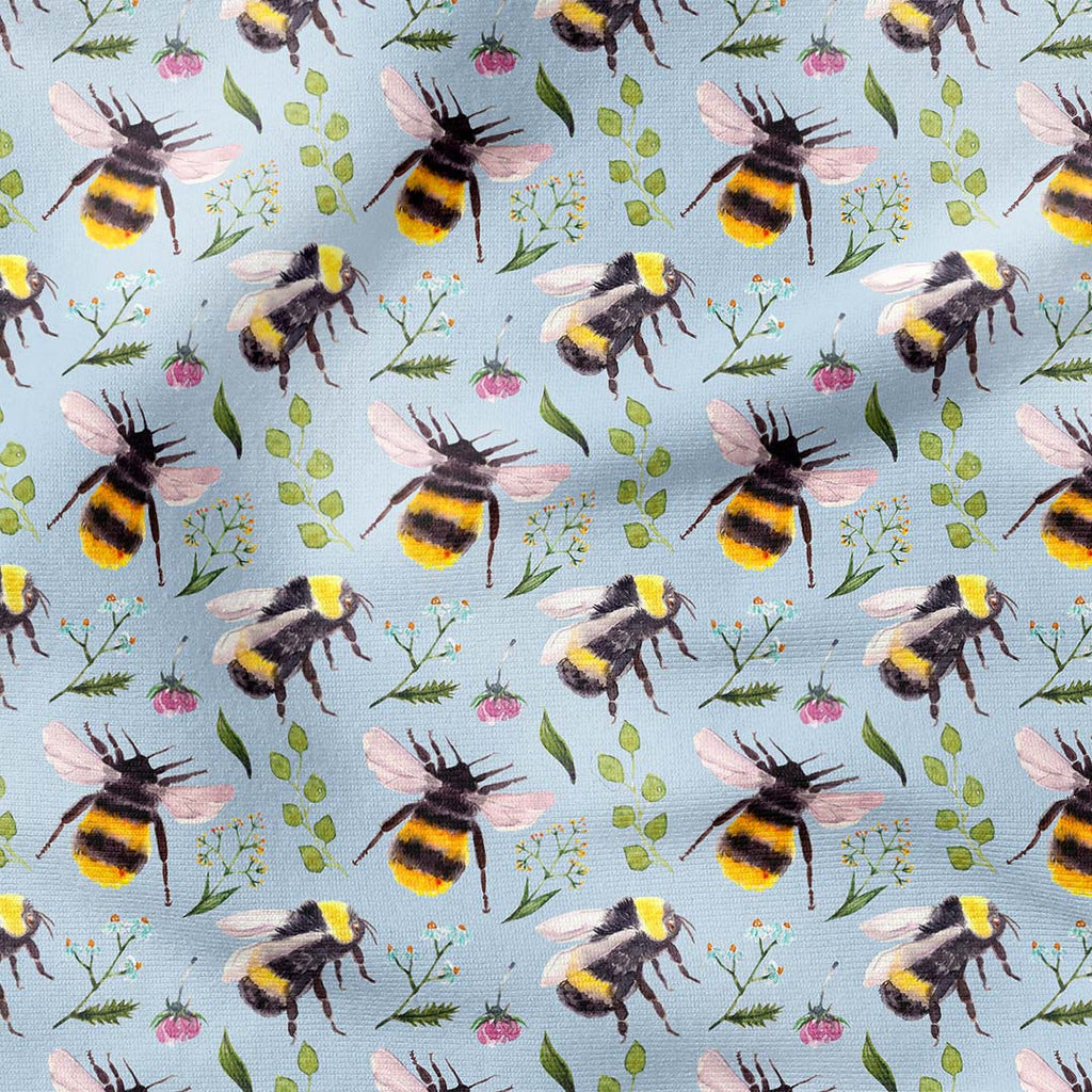 Bees Blue Fabric