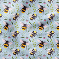 Bees Blue Fabric