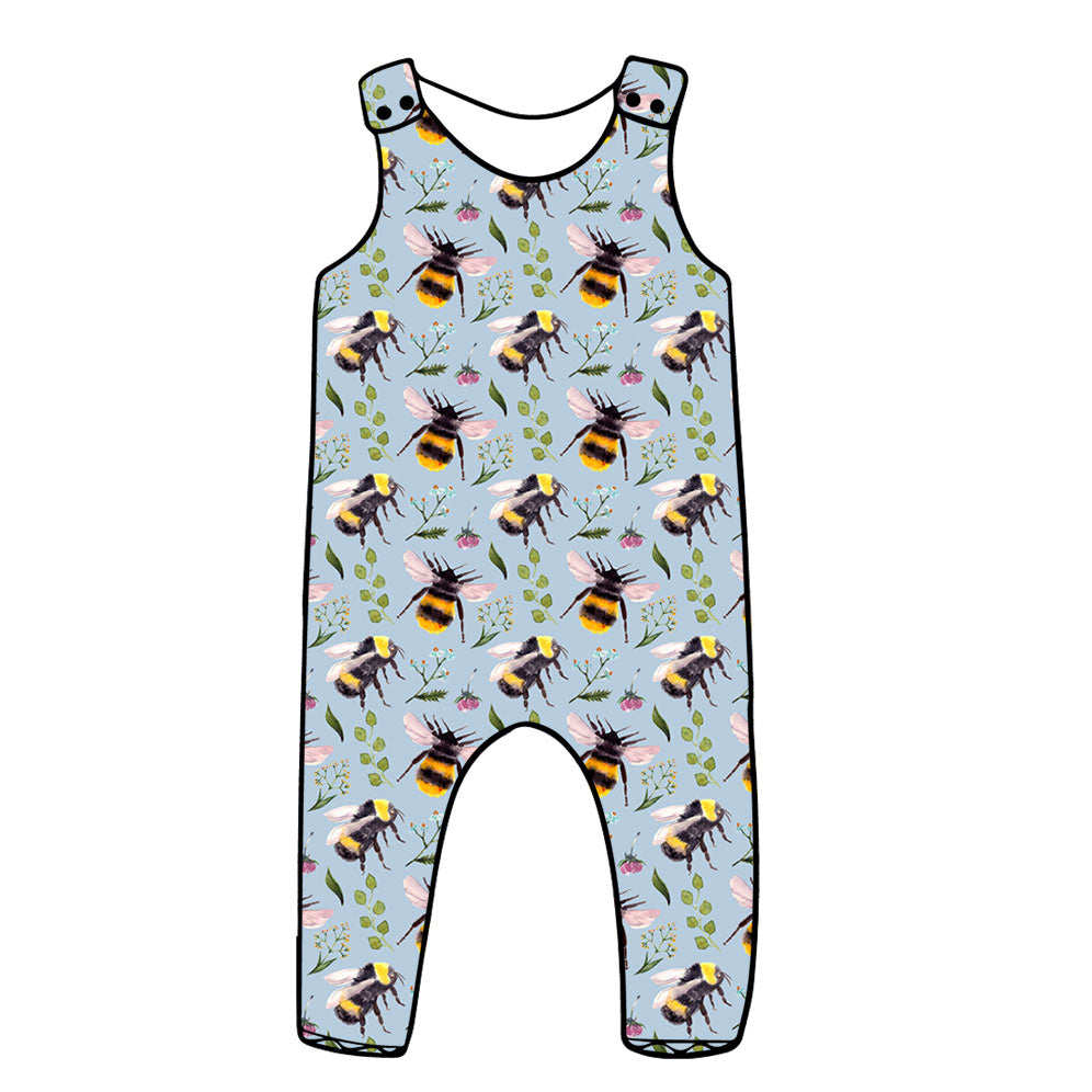 Bees Blue Fabric
