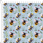 Bees Blue Fabric