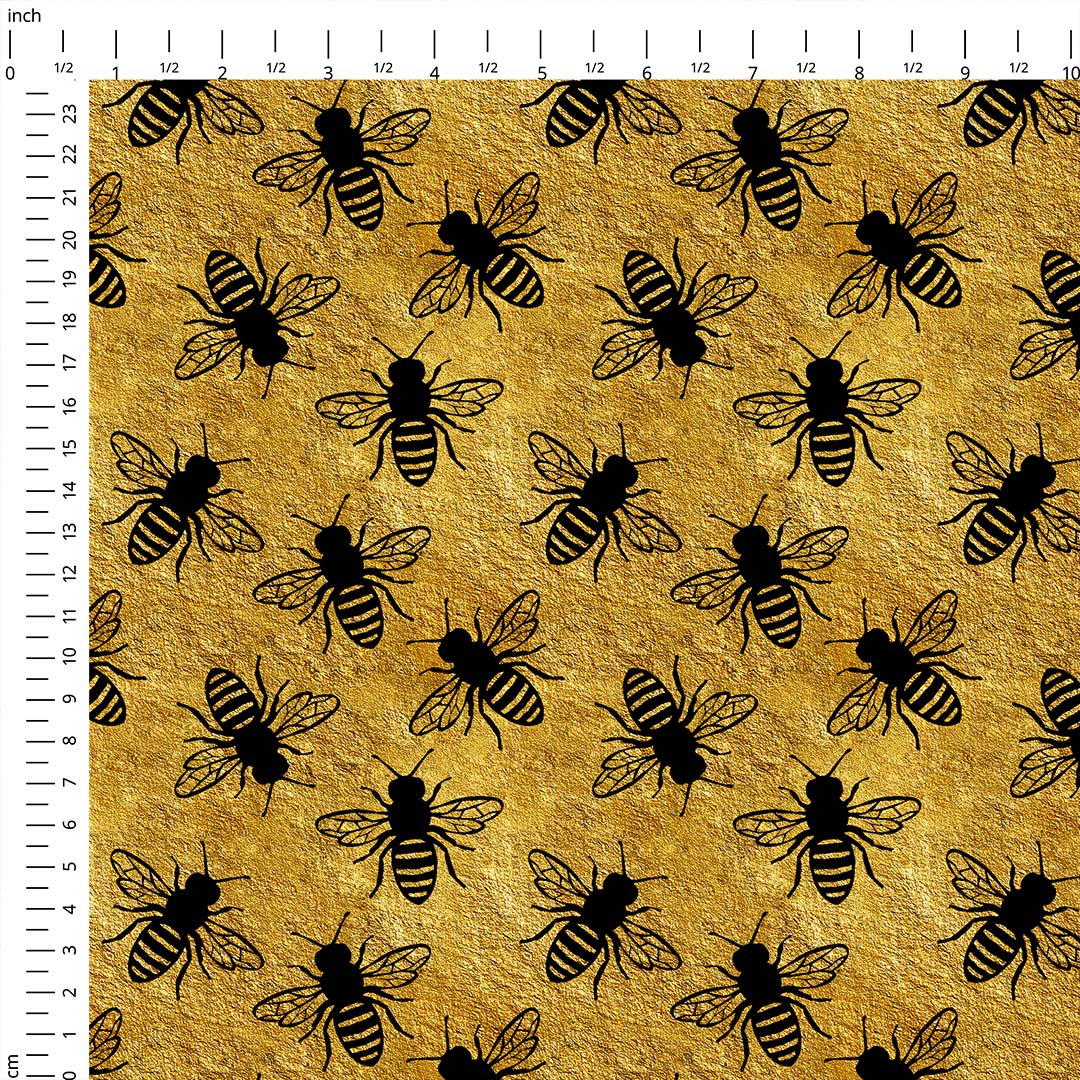 Bees Gold Fabric