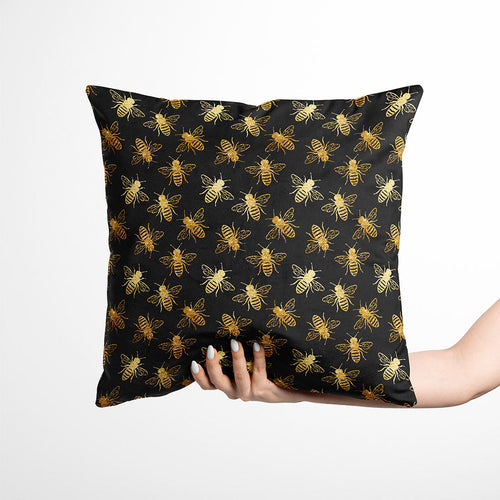 Bees Black Fabric