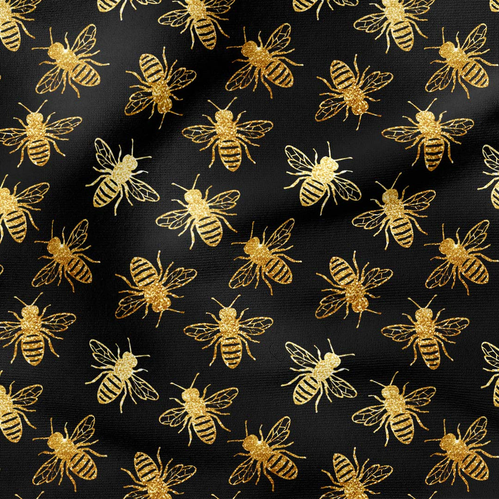 Bees Black Fabric
