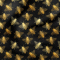Bees Black Fabric