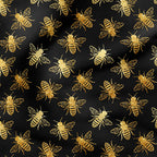 Bees Black Fabric