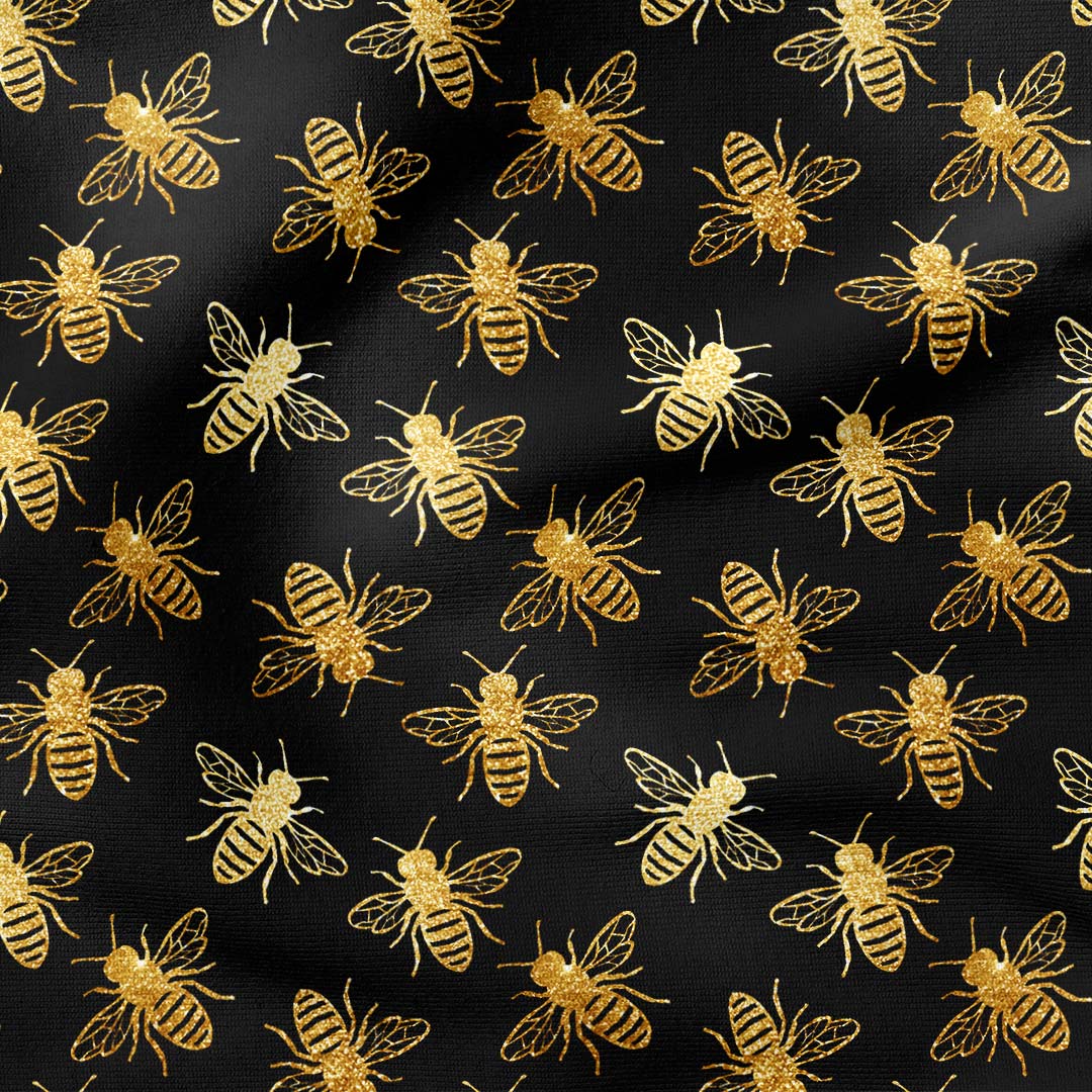 Bees Black Fabric