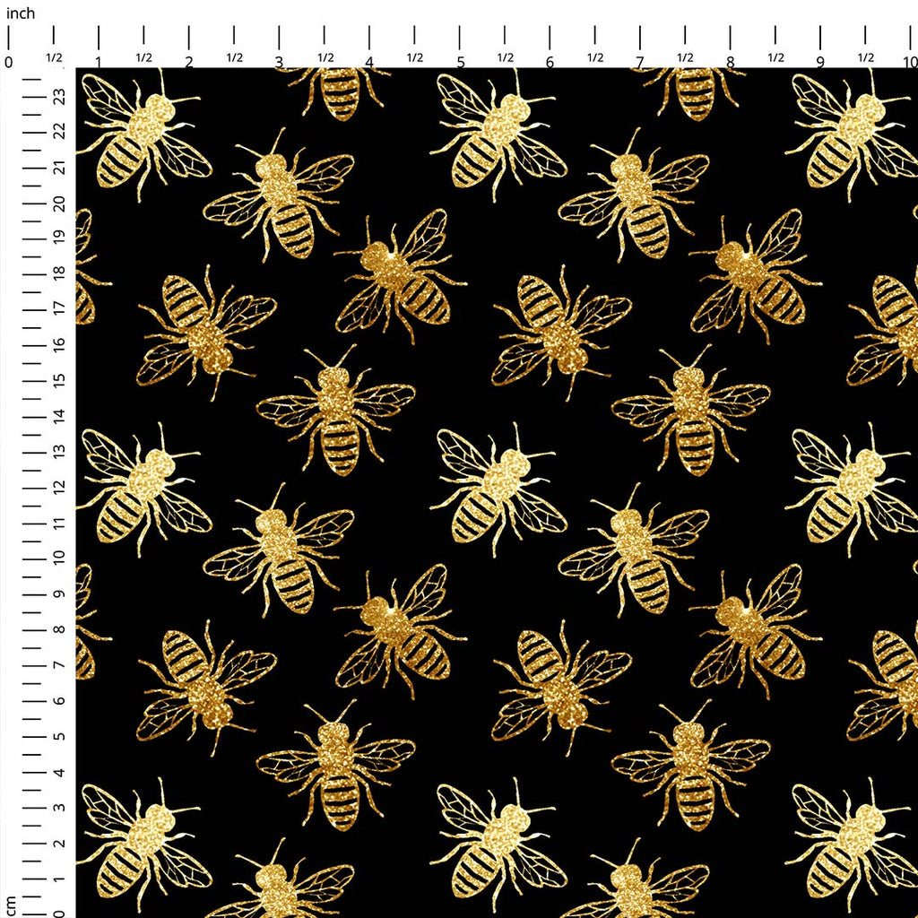 Bees Black Fabric