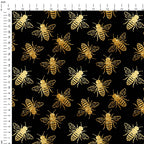 Bees Black Fabric