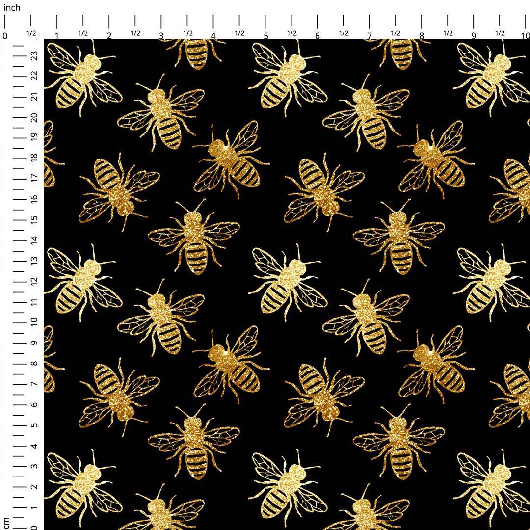 Bees Black Fabric