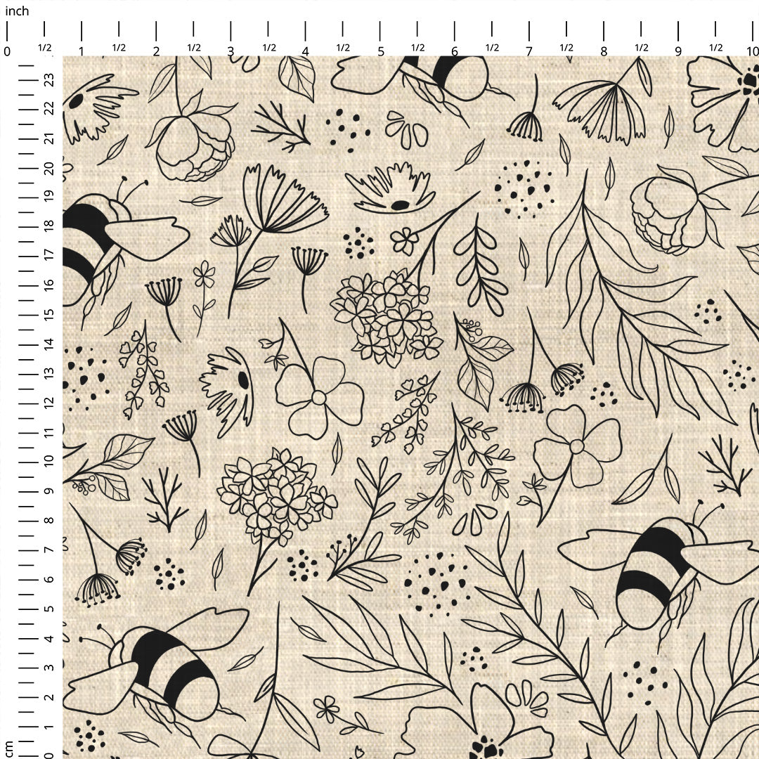 Beige Bees Fabric