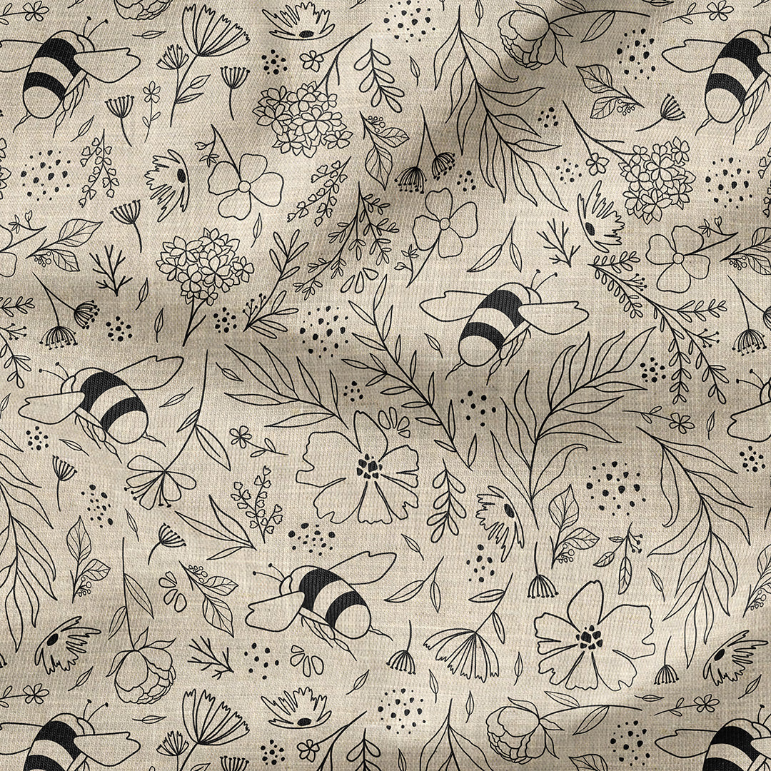 Beige Bees Fabric