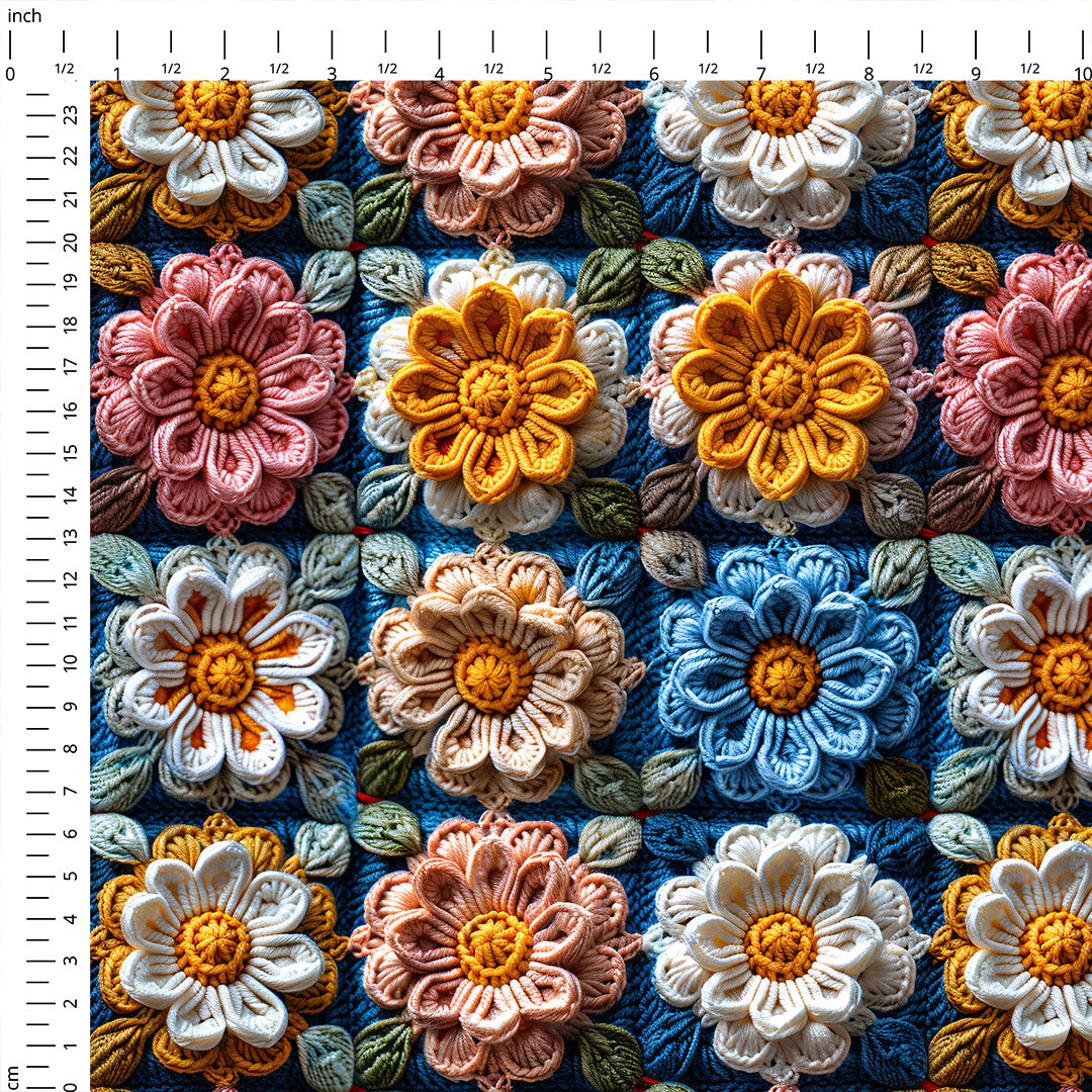 Belinda Crochet Flower Squares Fabric