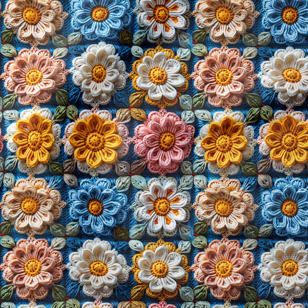 Belinda Crochet Flower Squares Fabric