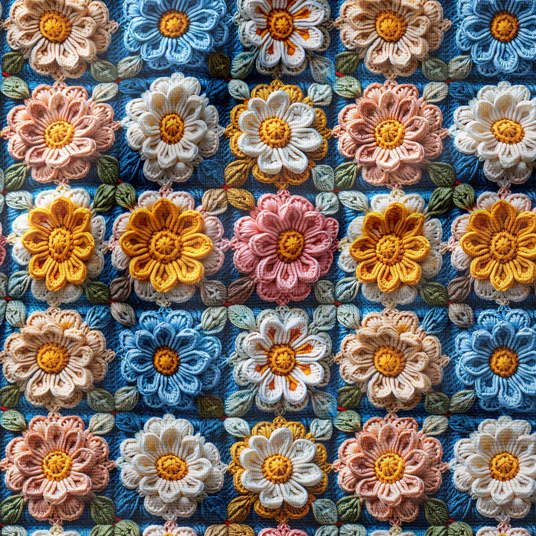 Belinda Crochet Flower Squares Fabric