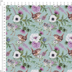 Bird & Floral Blue Fabric