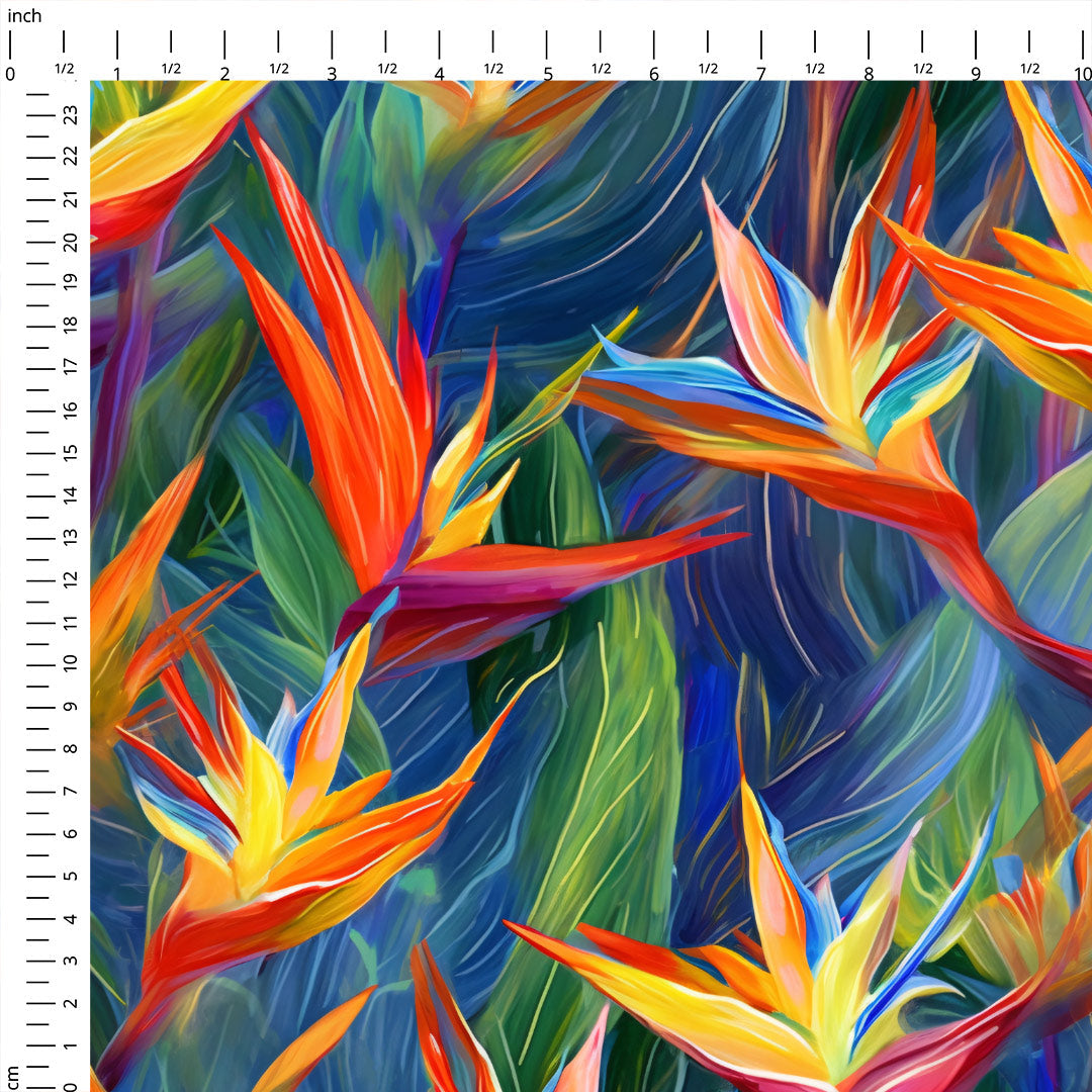 Bird of Paradise print fabric for Garden, Dressmaking, Crafts – Custom ...