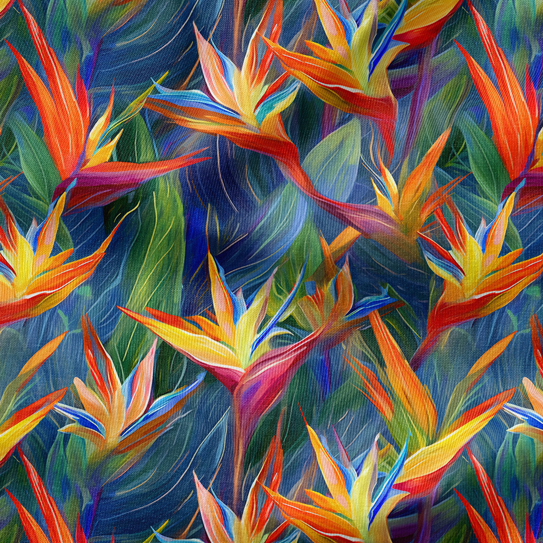 Bird of Paradise print fabric for Garden, Dressmaking, Crafts – Custom ...