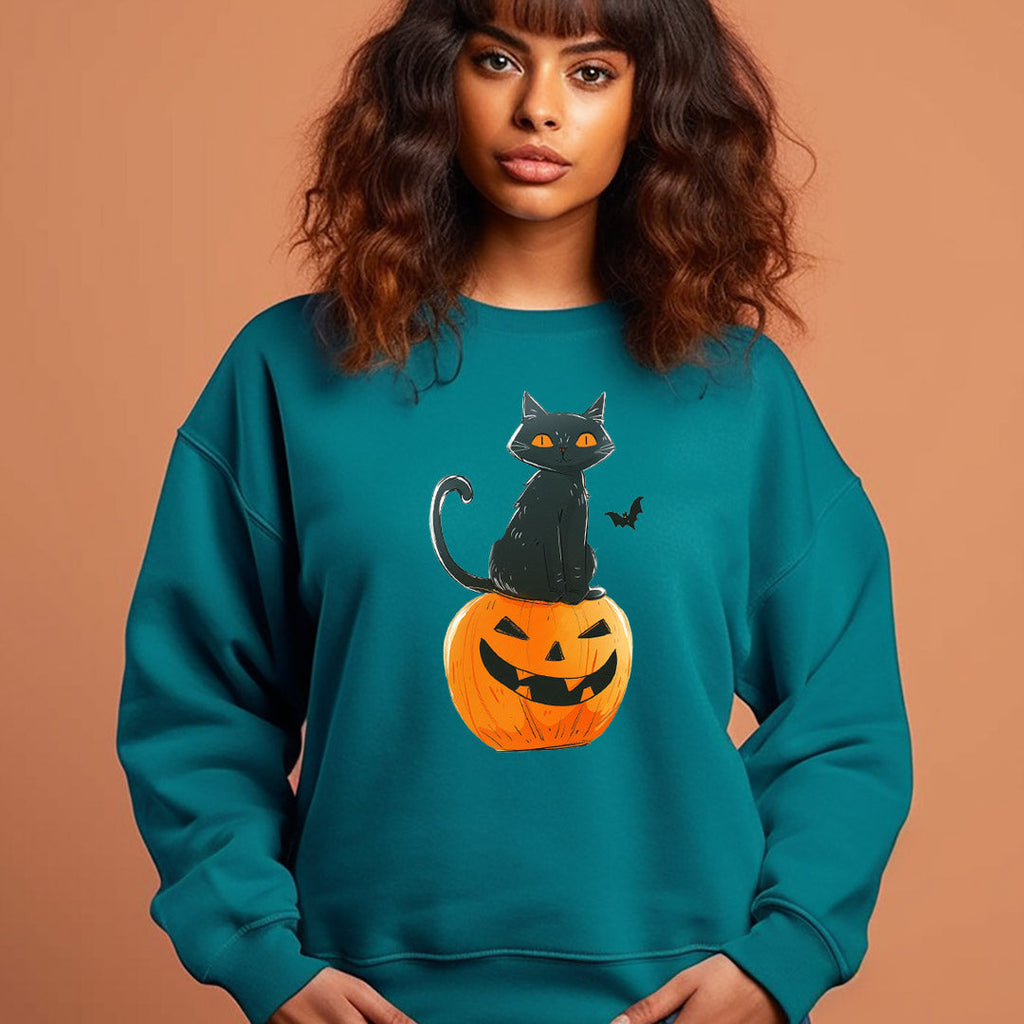 Black Cat Pumpkin Iron on Fabric Heat Transfer DTF-237
