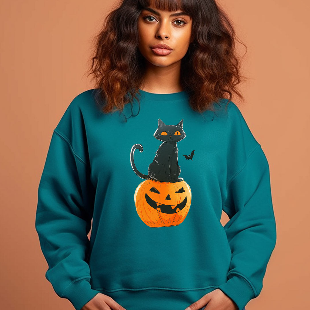 Black Cat Pumpkin Iron on Fabric Heat Transfer DTF-237