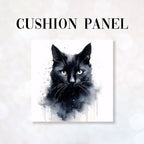 CUSHION Fabric Panel Black Cat Watercolour CP-1174