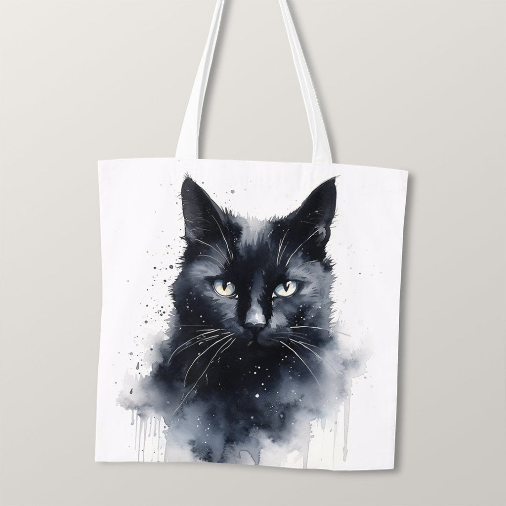 TOTE Black Cat Watercolour 2 Fabric Bag Panel