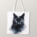 TOTE Black Cat Watercolour 2 Fabric Bag Panel
