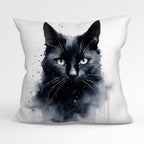 CUSHION Fabric Panel Black Cat Watercolour CP-1174