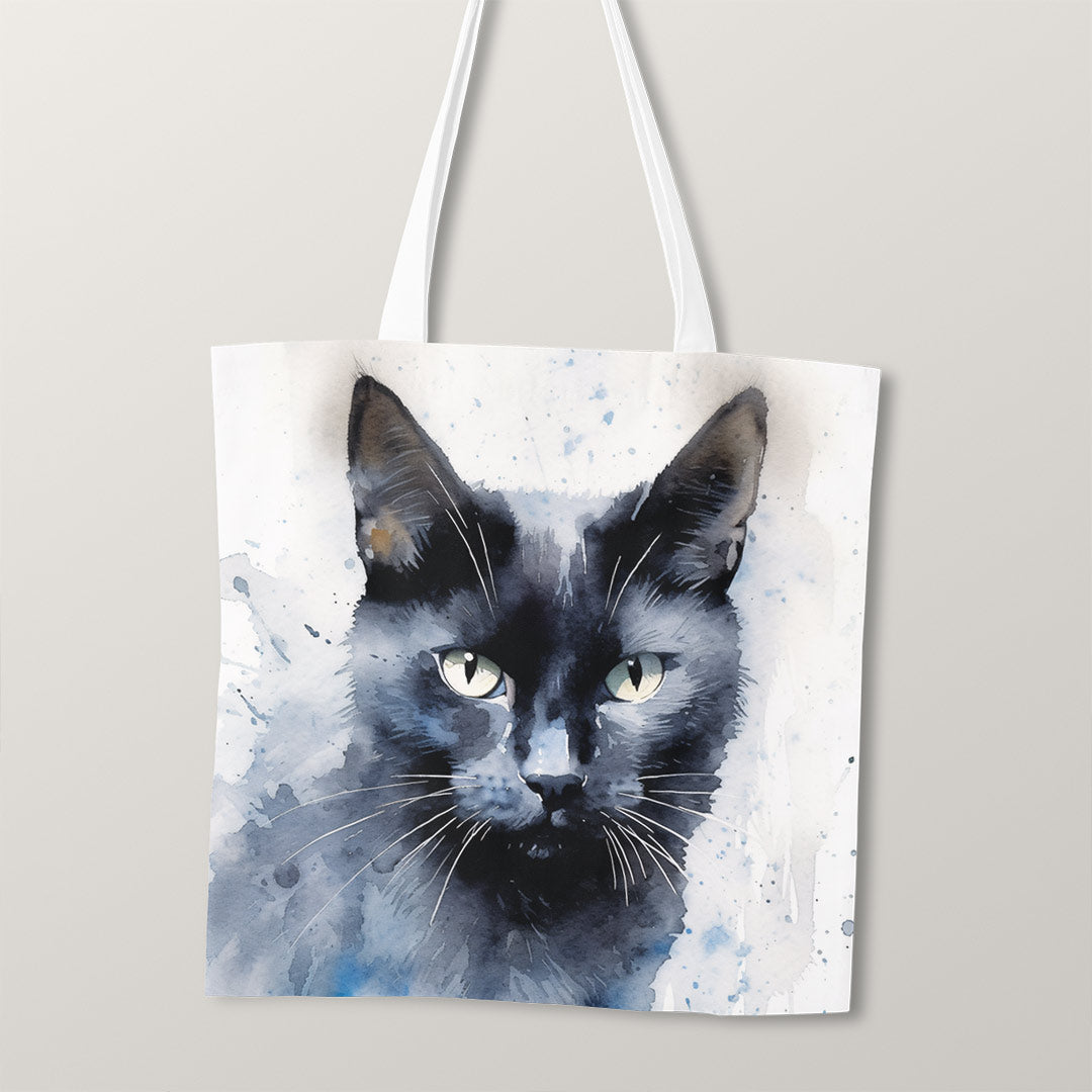Black Cat Watercolour Fabric Panel for sewing Tote Bags – Custom Fabrics UK