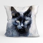 CUSHION Fabric Panel Black Cat Watercolour CP-1176