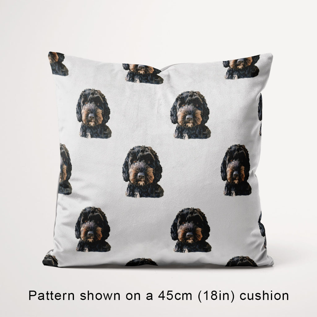 Black Poodle on Grey Fabric