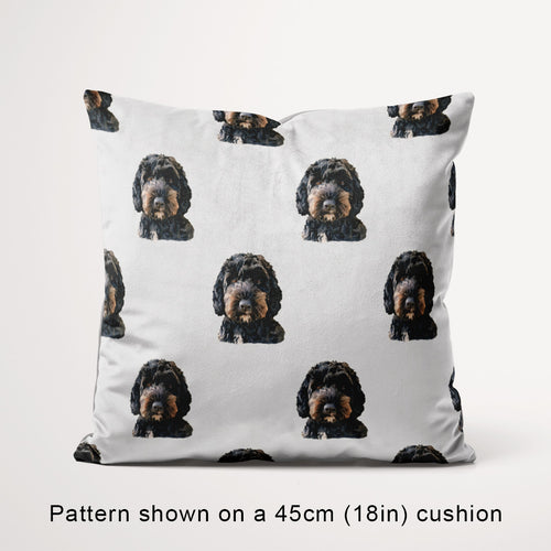 Black Poodle on Grey Fabric