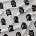 Black Poodle on Grey Fabric