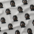 Black Poodle on Grey Fabric