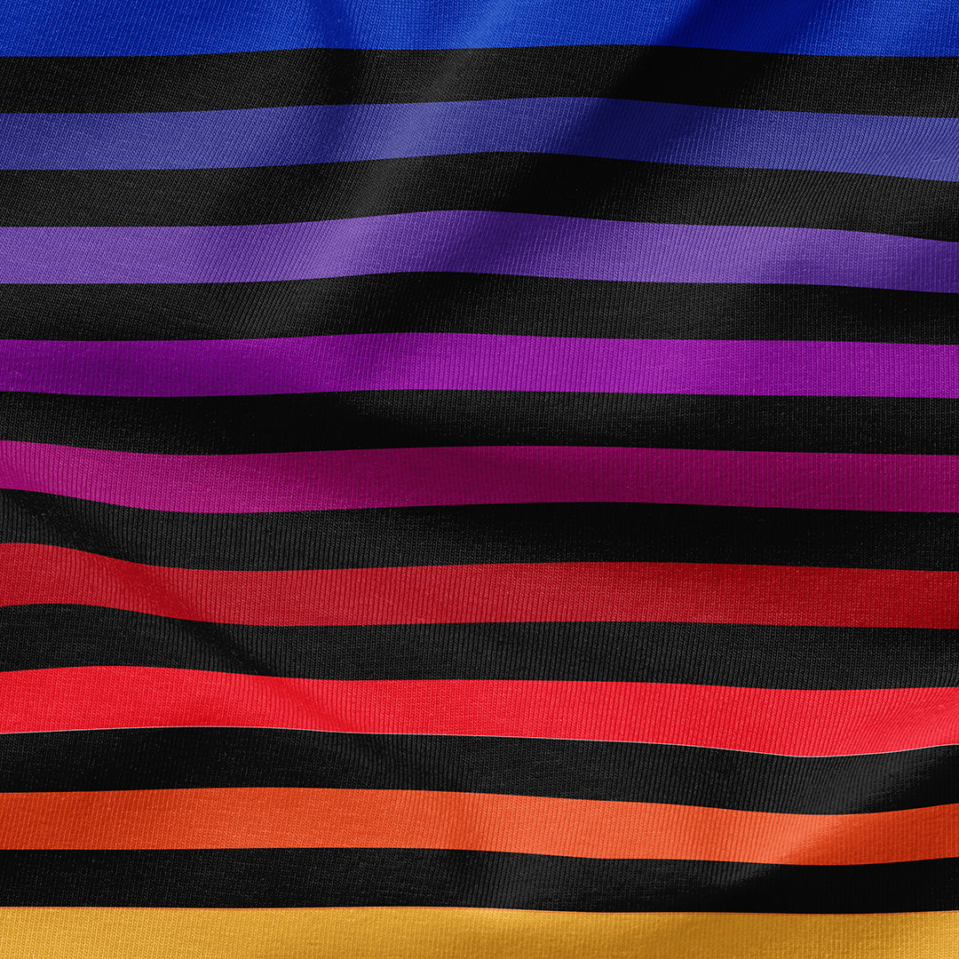 Black Rainbow Stripes Fabric
