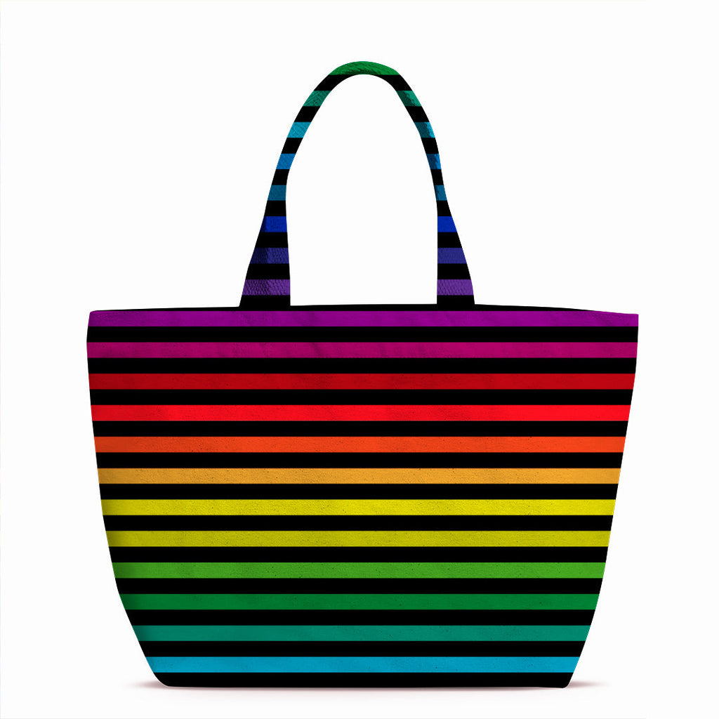 Black Rainbow Stripes Fabric