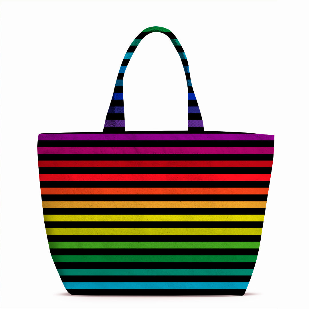 Black Rainbow Stripes Fabric