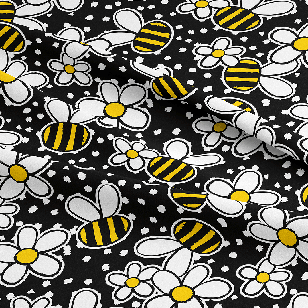 Daisy Bumble Bees Fabric