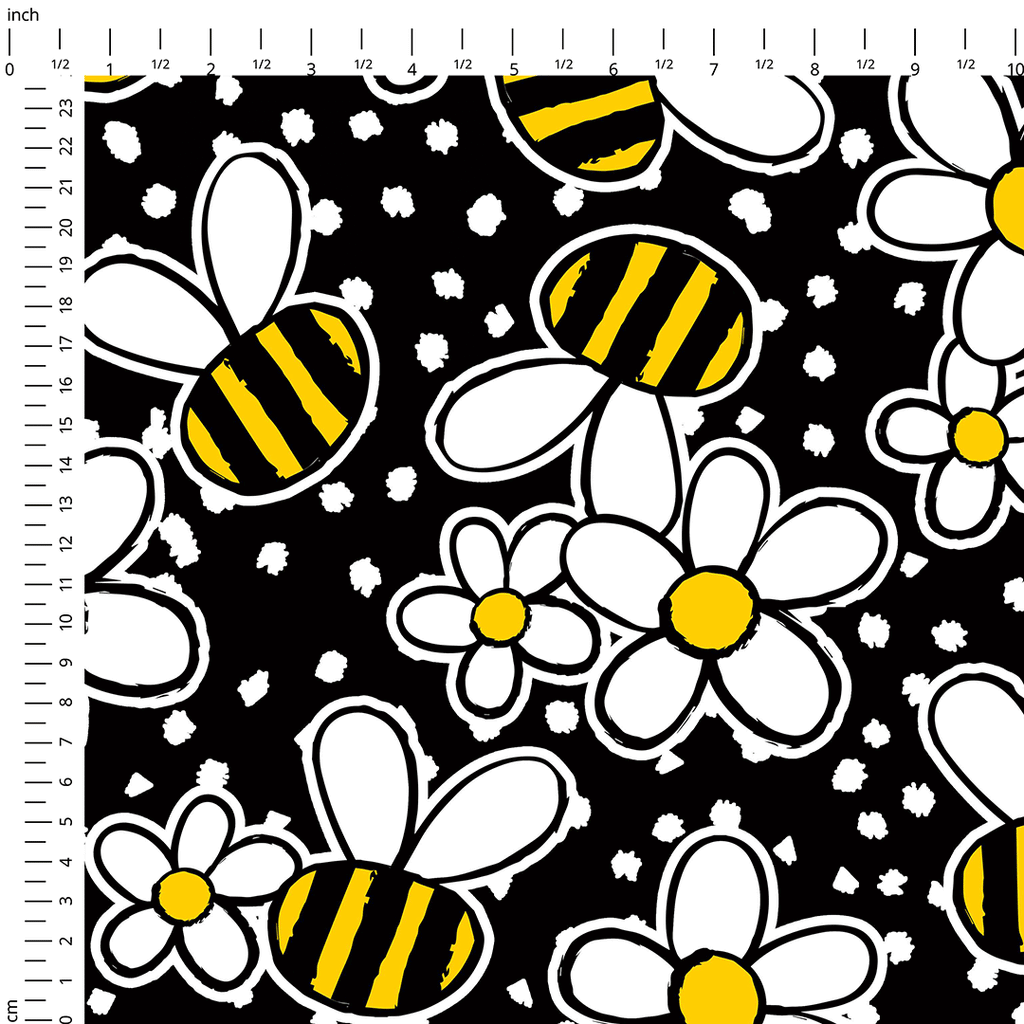 Daisy Bumble Bees Fabric