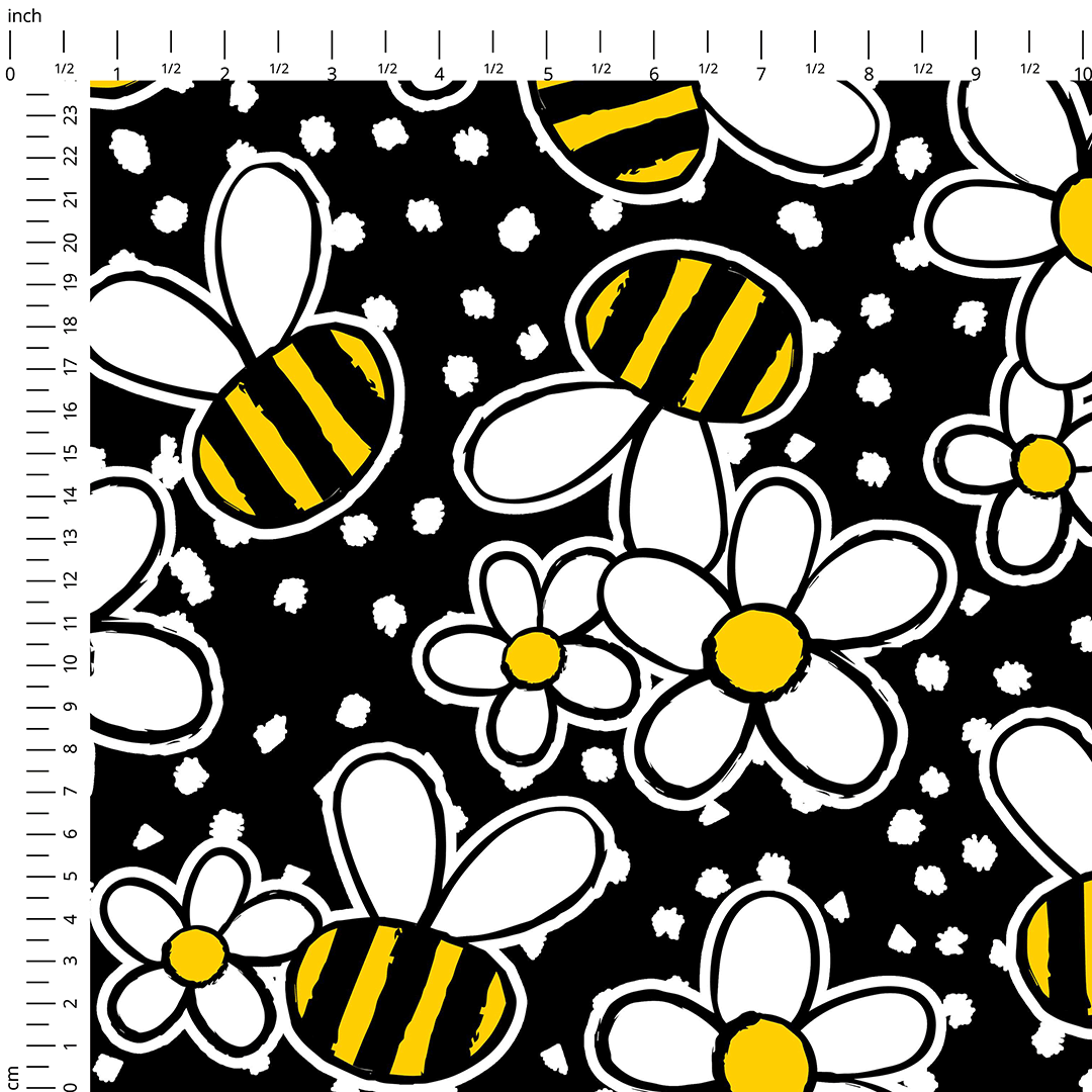 Daisy Bumble Bees Fabric