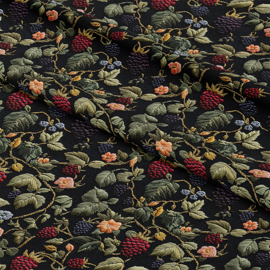 Blackberry Vine Black Fabric