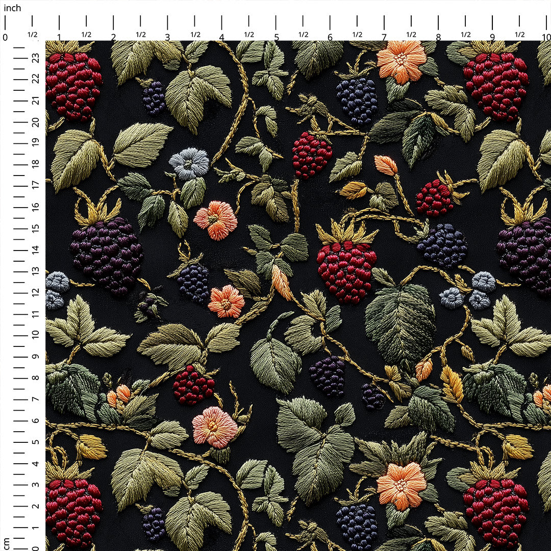 Blackberry Vine Black Fabric