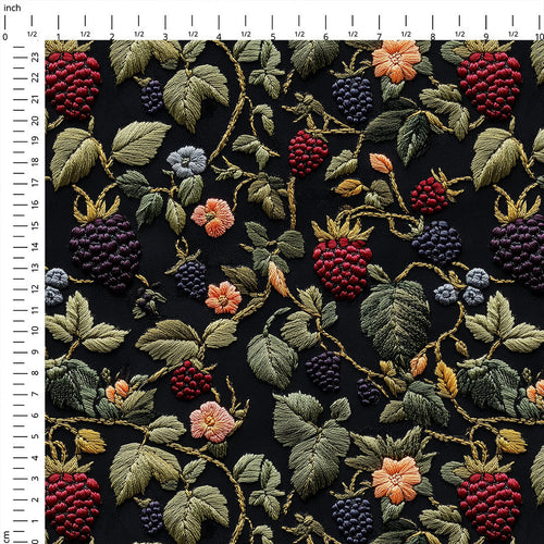 Blackberry Vine Black Fabric