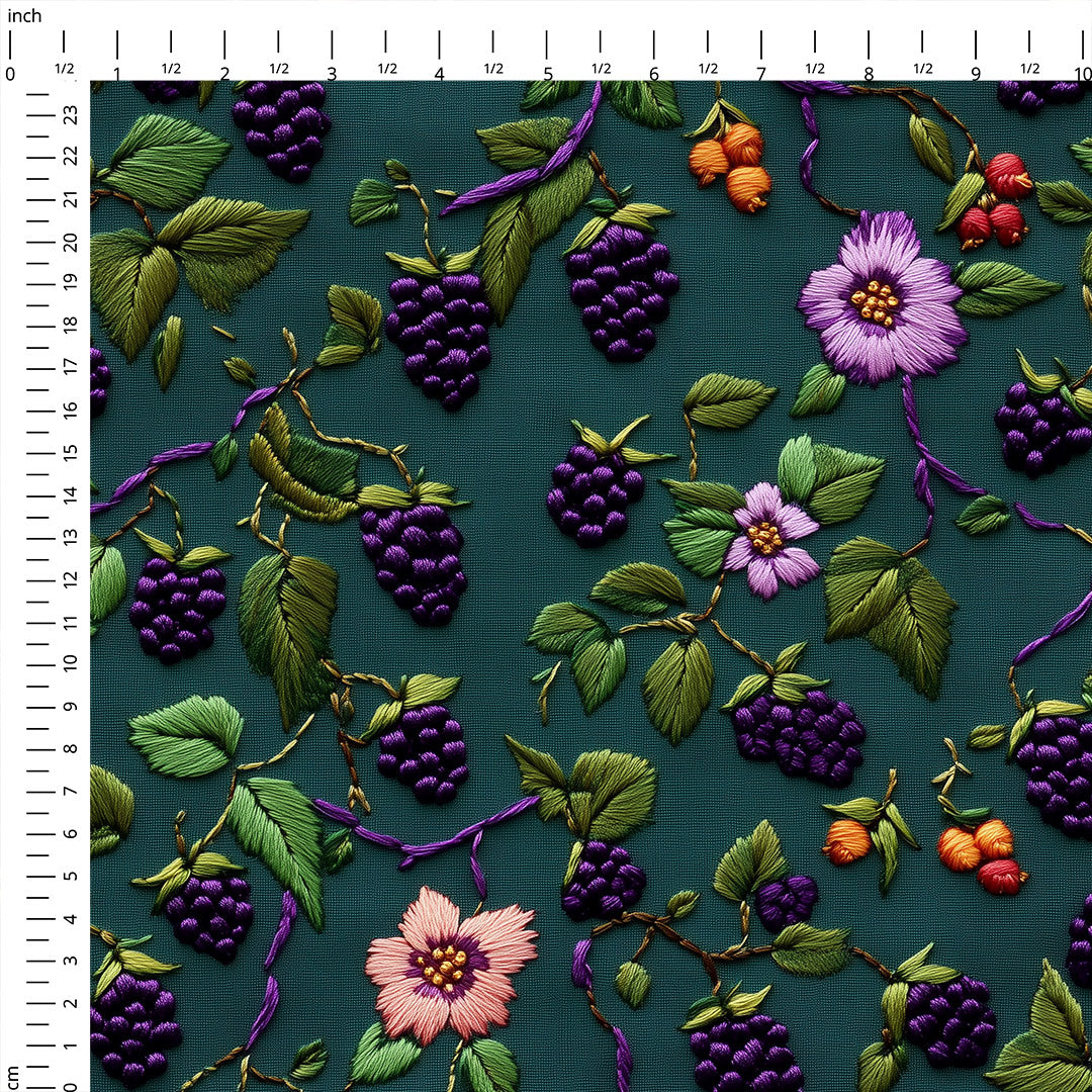 Blackberry Vine Green Fabric