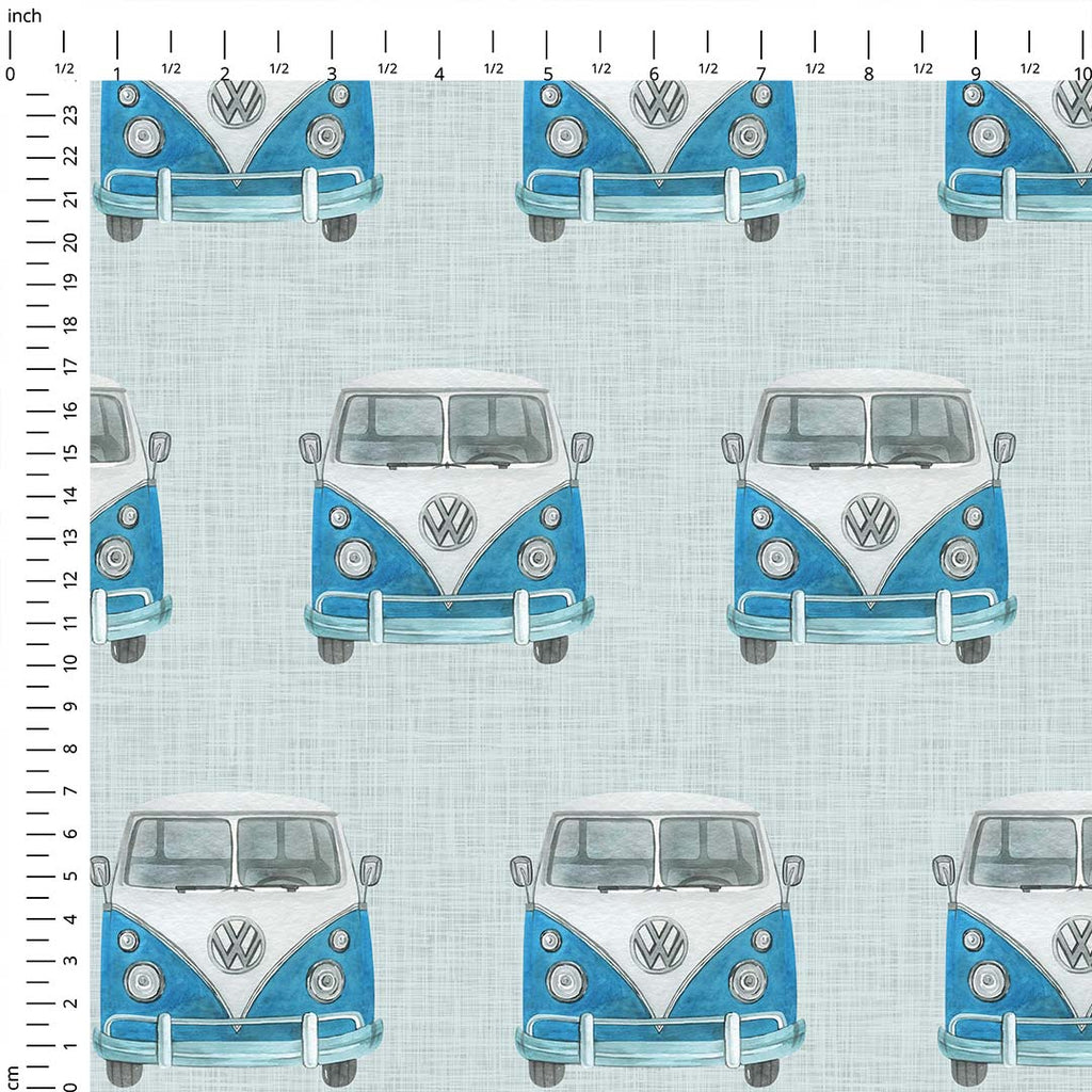 Blue Campervans Fabric