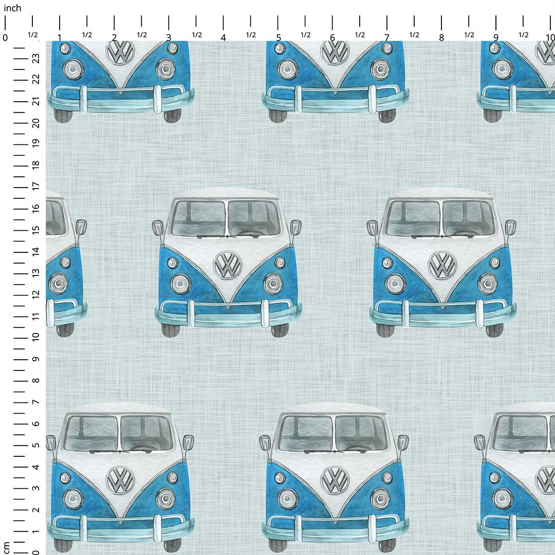 Blue Campervans Fabric