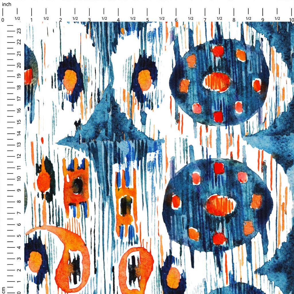 Blue Circle Ikat Fabric