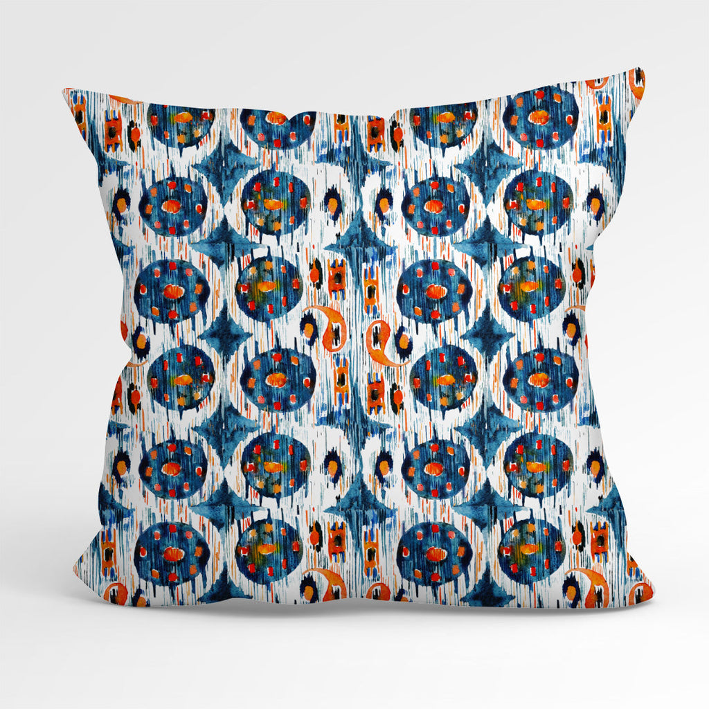 Blue Circle Ikat Fabric